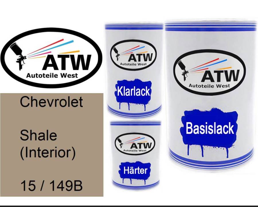 Chevrolet, Shale (Interior), 15 / 149B: 500ml Lackdose + 500ml Klarlack + 250ml Härter - Set, von ATW Autoteile West.